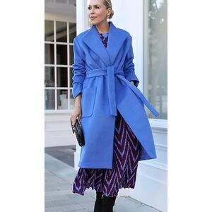NWT NEW ANN TAYLOR BRILLIANT PERI WOOL BLEND BLANKET COAT, Med $240